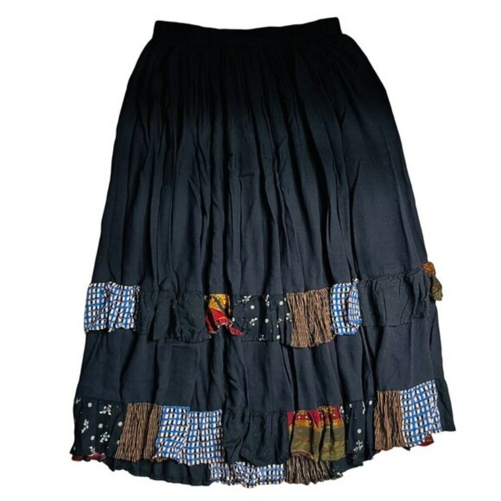 Stonebridge Womens Black Patchwork Skirt 1X